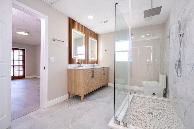 809 59th Ave, Saint Petersburg, FL 33706 - full bath featuring a marble finish shower, vanity, and tile patterned floors