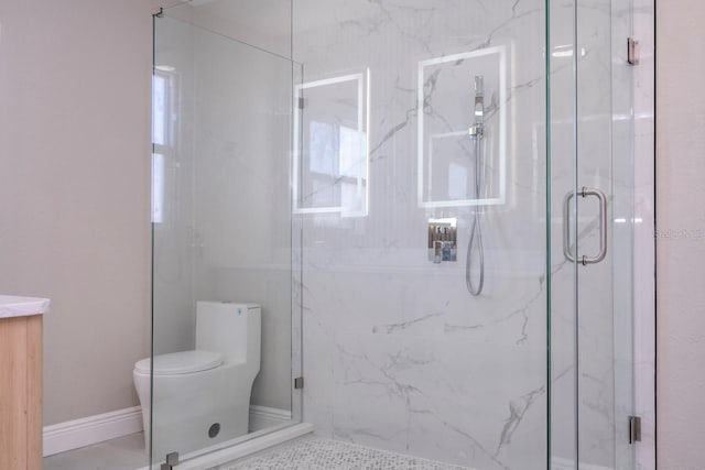809 59th Ave, Saint Petersburg, FL 33706 - full bathroom featuring a marble finish shower, vanity, and healthy amount of natural light