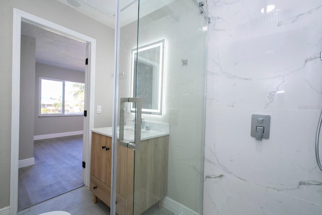 809 59th Ave, Saint Petersburg, FL 33706 - bathroom with vanity and a marble finish shower