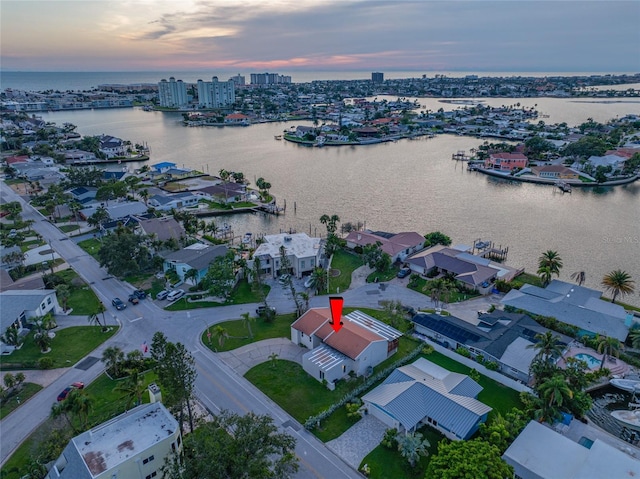 809 59th Ave, Saint Petersburg, FL 33706 - aerial view at dusk of a water view, a residential view, and a city view