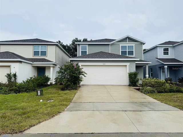 905 Rivers Crossing St, Clermont, FL 34714 - traditional-style house with concrete driveway, a front yard, a garage, and a shingled roof