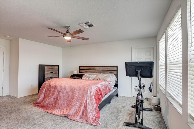 10146 Tuscan Sun Ave, Riverview, FL 33578 - carpeted bedroom with a ceiling fan and a textured ceiling