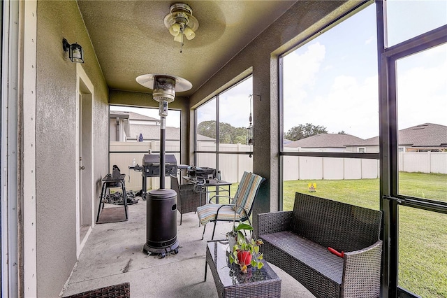 10146 Tuscan Sun Ave, Riverview, FL 33578 - sunroom / solarium featuring ceiling fan