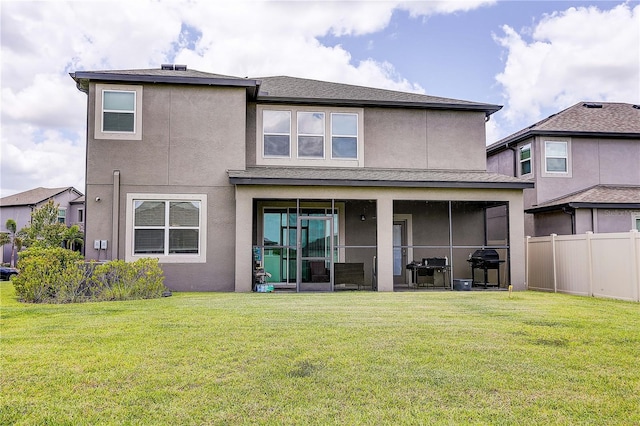 10146 Tuscan Sun Ave, Riverview, FL 33578 - back of house featuring stucco siding and a sunroom