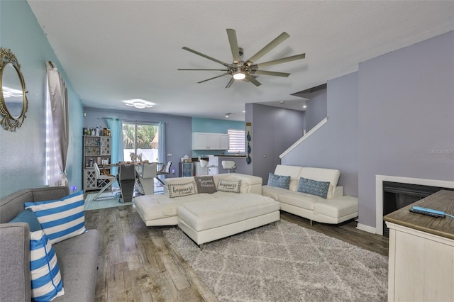 6314 Magnolia Trails Ln, Gibsonton, FL 33534 - living area featuring wood finished floors and a ceiling fan