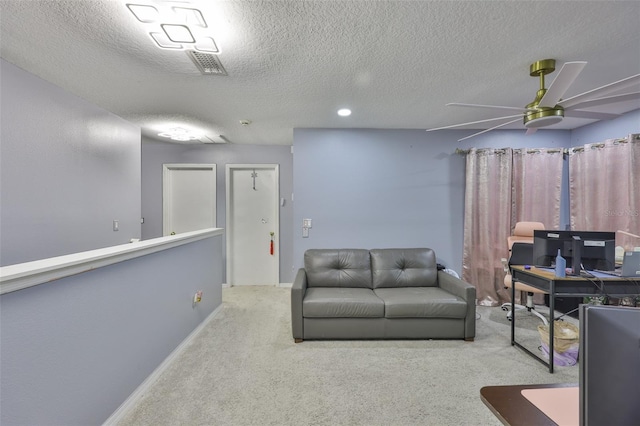 6314 Magnolia Trails Ln, Gibsonton, FL 33534 - carpeted office featuring a ceiling fan and a textured ceiling