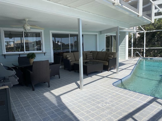 2569 Brazilia Ct, Punta Gorda, FL 33950 - swimming pool featuring outdoor lounge area, a patio area, and ceiling fan