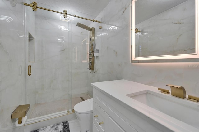 18852 Tracer Dr, Lutz, FL 33549 - full bath with vanity and a marble finish shower