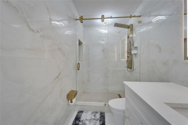 18852 Tracer Dr, Lutz, FL 33549 - full bathroom with a marble finish shower and vanity