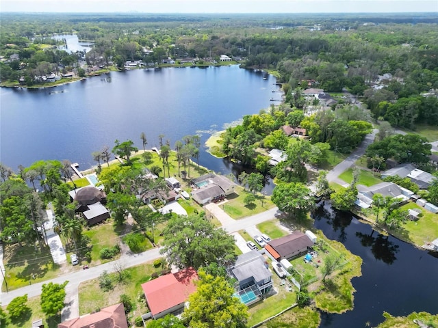18852 Tracer Dr, Lutz, FL 33549 - aerial view of residential area featuring a nearby body of water and a forest