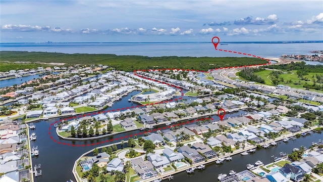 5720 Tortoise Pl, Apollo Beach, FL 33572 - aerial perspective of suburban area featuring a nearby body of water