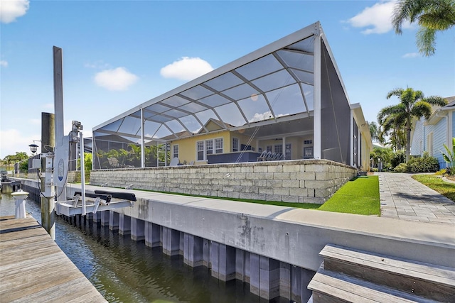 5720 Tortoise Pl, Apollo Beach, FL 33572 - dock featuring a water view and glass enclosure