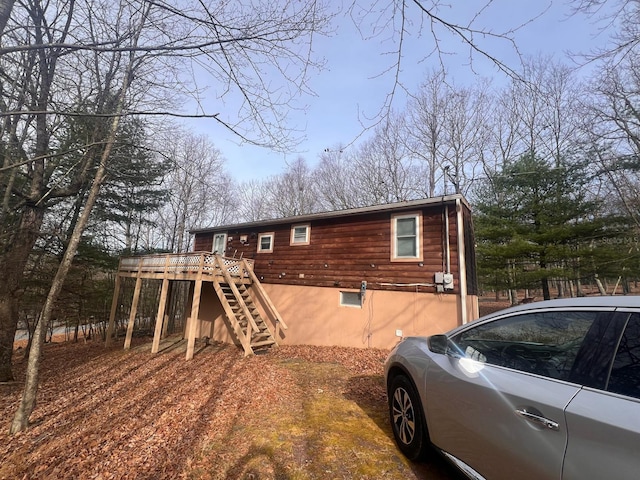 123 Rocky Rd, Lackawaxen, PA 18435 - view of side of property featuring stairs and a deck
