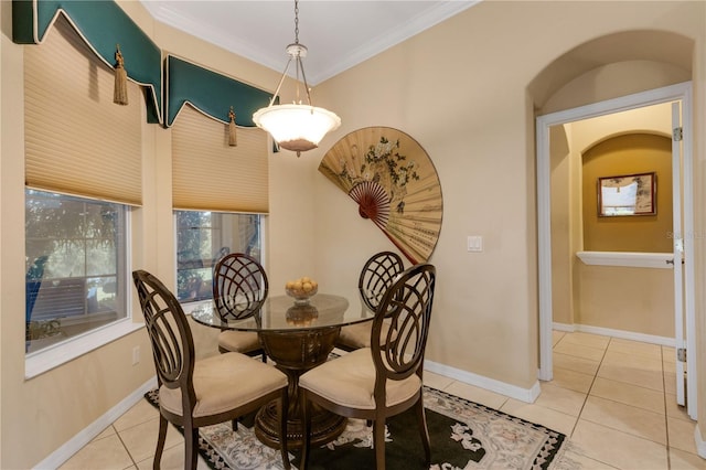 3503 92nd Ave E, Parrish, FL 34219 - dining space with light tile patterned floors and ornamental molding