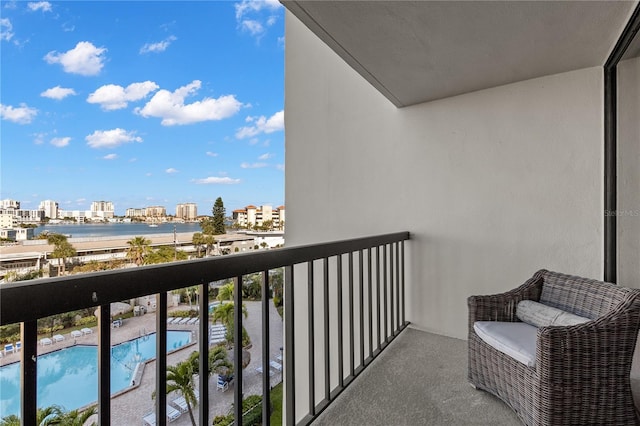400 Island Way Unit 503, Clearwater Beach, FL 33767 - balcony featuring a water view, view of pool area, and a view of city