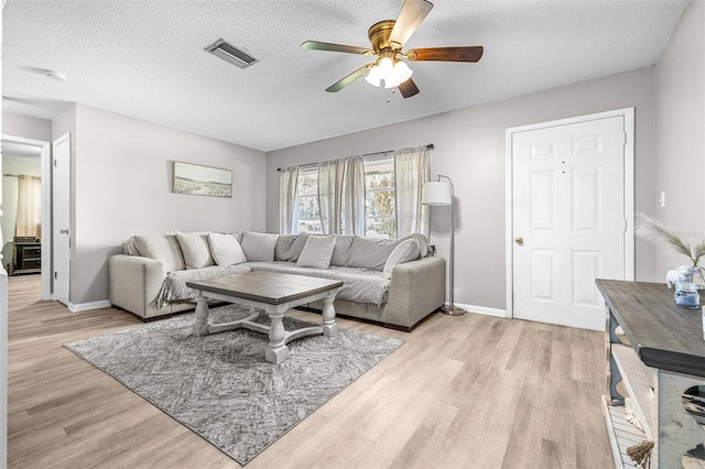 6607 S Merleing Loop, Floral City, FL 34436 - living area with a ceiling fan, light wood finished floors, and a textured ceiling