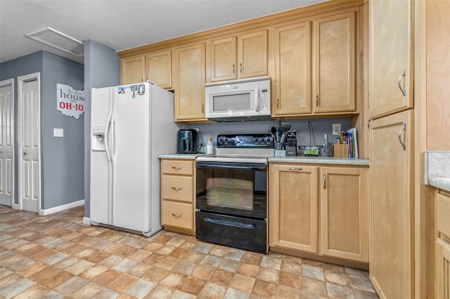 6607 S Merleing Loop, Floral City, FL 34436 - kitchen featuring white appliances, light brown cabinets, light countertops, and stone finish floors