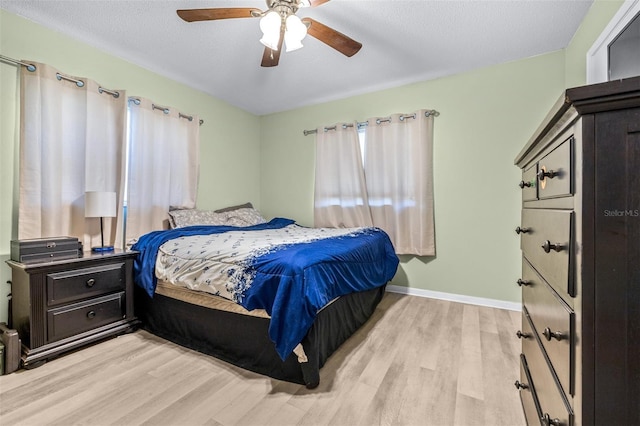 6607 S Merleing Loop, Floral City, FL 34436 - bedroom featuring light wood-style floors, ceiling fan, and a textured ceiling
