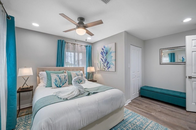 4545 Harbor Hills Dr, Largo, FL 33770 - bedroom with wood finished floors, recessed lighting, and ceiling fan