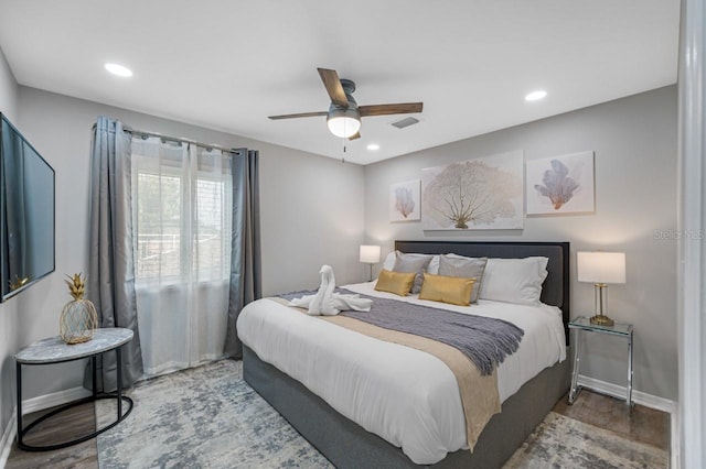 4545 Harbor Hills Dr, Largo, FL 33770 - bedroom featuring wood finished floors, recessed lighting, and ceiling fan