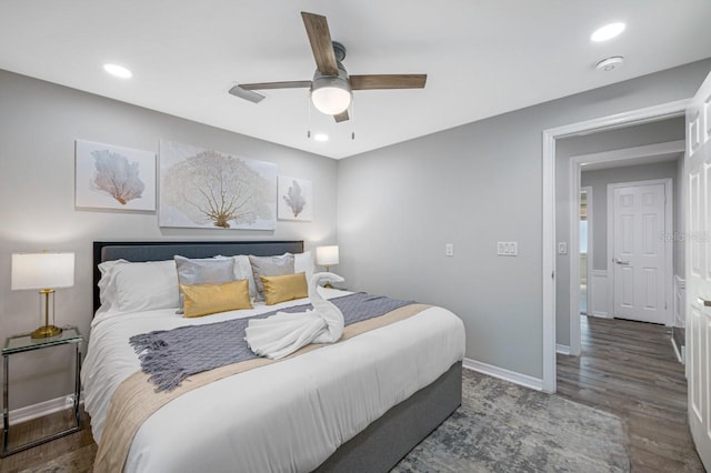 4545 Harbor Hills Dr, Largo, FL 33770 - bedroom with wood finished floors, a ceiling fan, and recessed lighting