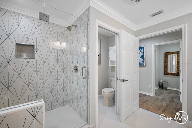 4545 Harbor Hills Dr, Largo, FL 33770 - full bath featuring a stall shower and crown molding