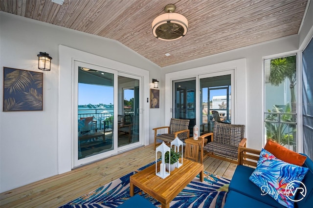4545 Harbor Hills Dr, Largo, FL 33770 - sunroom featuring wood ceiling, lofted ceiling, and hardwood / wood-style flooring