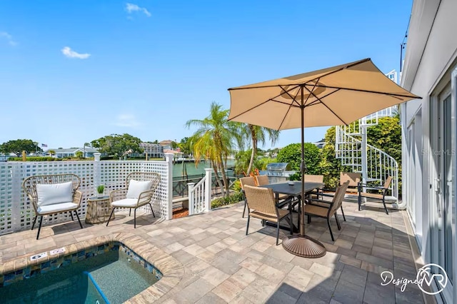 4545 Harbor Hills Dr, Largo, FL 33770 - view of patio with outdoor dining area, an outdoor pool, and a grill