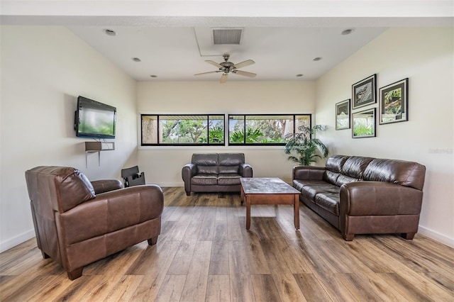 2617 Cove Cay Dr Unit 706, Clearwater, FL 33760 - living room featuring light wood finished floors, ceiling fan, and recessed lighting
