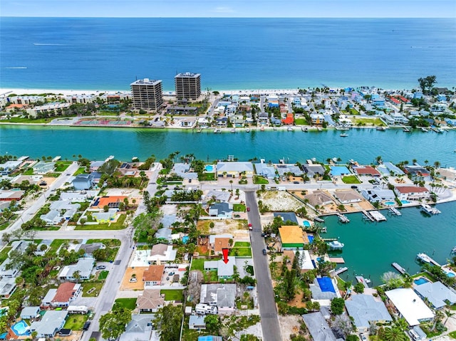 540 80th Ave, St Pete Beach, FL 33706 - aerial view of property and surrounding area with a nearby body of water and nearby suburban area