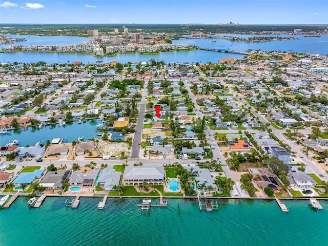 540 80th Ave, St Pete Beach, FL 33706 - aerial perspective of suburban area featuring a large body of water