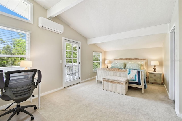 12835 74th Ave, Seminole, FL 33776 - bedroom with a wall mounted AC, access to exterior, an office area, and carpet flooring