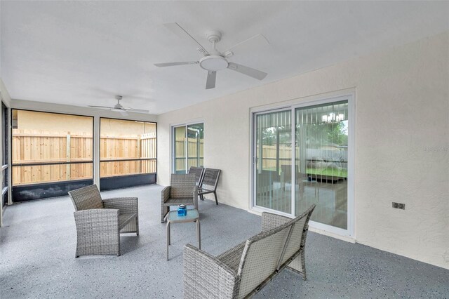 2585 Ridge Ln, Palm Harbor, FL 34684 - view of patio / terrace with ceiling fan and outdoor lounge area