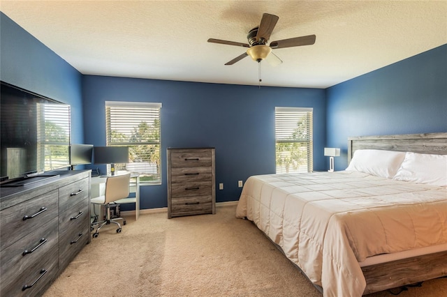 8814 Red Beechwood Ct, Riverview, FL 33578 - carpeted bedroom with a desk, ceiling fan, and a textured ceiling