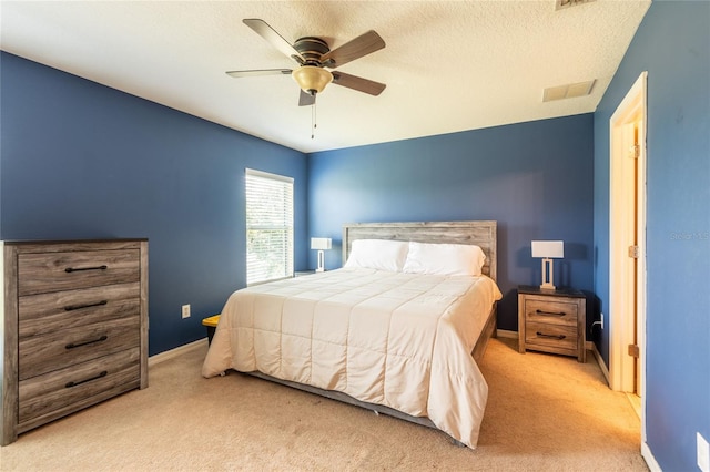 8814 Red Beechwood Ct, Riverview, FL 33578 - bedroom with carpet flooring, a ceiling fan, and a textured ceiling