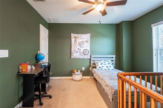8814 Red Beechwood Ct, Riverview, FL 33578 - bedroom with carpet, a desk, and a ceiling fan