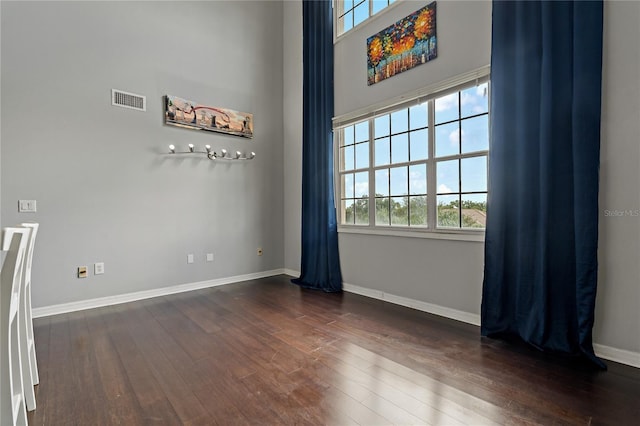 501 Knights Run Ave Unit 1317, Tampa, FL 33602 - spare room with dark wood-style floors and a towering ceiling