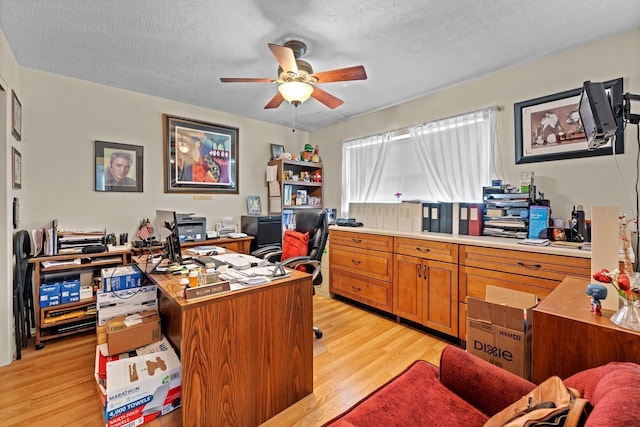 13565 86th Ave, Seminole, FL 33776 - office space featuring ceiling fan, light wood-style floors, and a textured ceiling