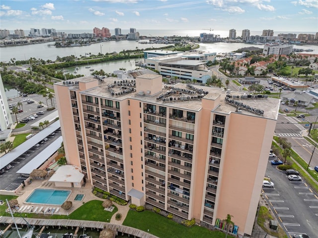 51 Island Way Unit 411, Clearwater Beach, FL 33767 - drone / aerial view of city skyline and a nearby body of water