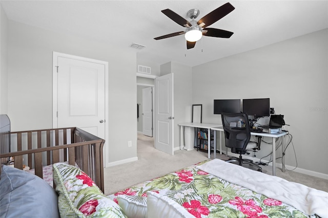 10618 Daybreak Gln, Parrish, FL 34219 - bedroom featuring carpet floors, an office area, and a ceiling fan