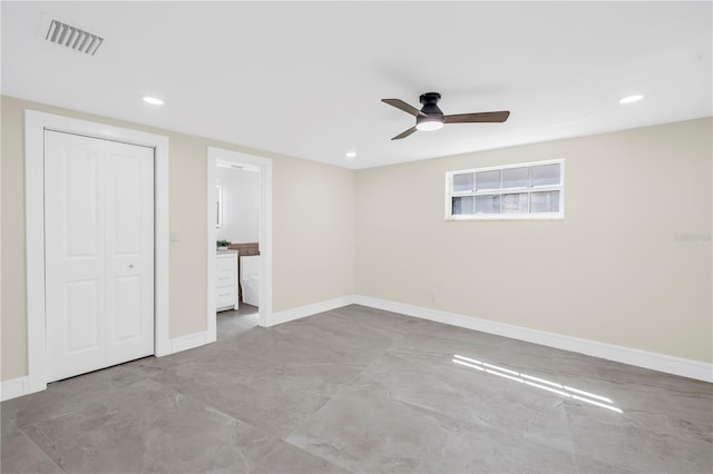17601 Sterling Ter, Redington Shores, FL 33708 - unfurnished bedroom featuring recessed lighting, a closet, and ceiling fan