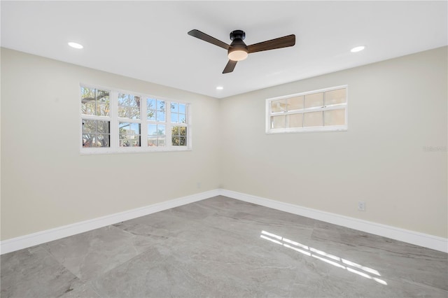 17601 Sterling Ter, Redington Shores, FL 33708 - spare room featuring a ceiling fan and recessed lighting