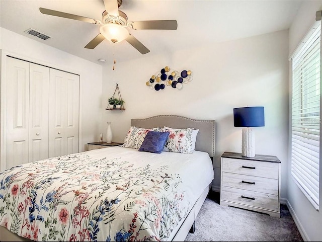 4282 Salt Springs Ln, Lakeland, FL 33811 - bedroom with carpet flooring, a closet, and ceiling fan