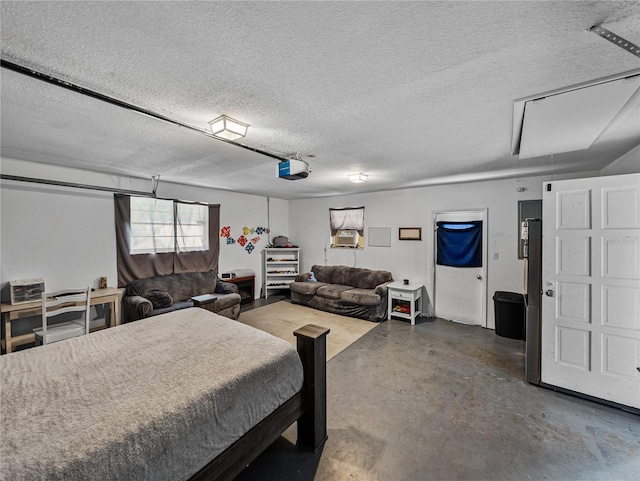 2937 Eagles Nest Rd, Fruitland Park, FL 34731 - bedroom with attic access, concrete flooring, a textured ceiling, and cooling unit