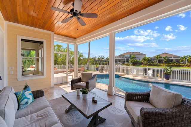703 Islebay Dr, Apollo Beach, FL 33572 - sunroom featuring wooden ceiling and a water view