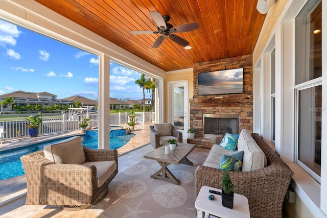 703 Islebay Dr, Apollo Beach, FL 33572 - sunroom / solarium featuring a jacuzzi and a residential view
