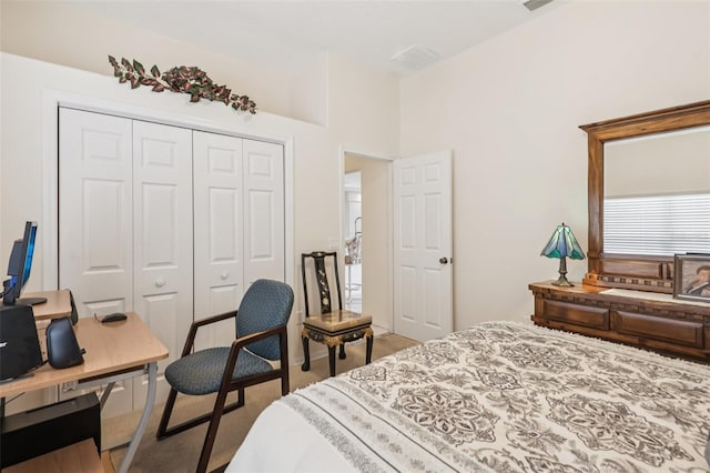 8704 Cypress Lakes Blvd, New Port Richey, FL 34653 - bedroom with a closet, light carpet, and a desk