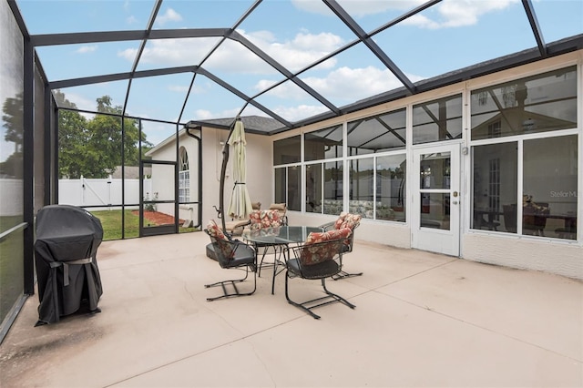 8704 Cypress Lakes Blvd, New Port Richey, FL 34653 - view of patio / terrace with grilling area and a lanai
