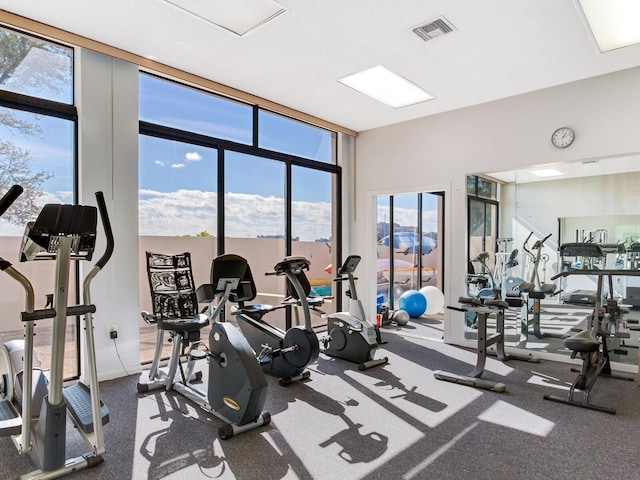 660 Island Way Unit 703, Clearwater Beach, FL 33767 - gym featuring a wall of windows