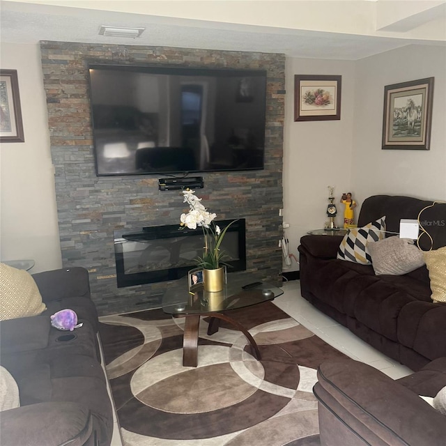10004 Ethel St, Gibsonton, FL 33534 - living area with a stone fireplace